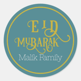 Eid Mubarak Turfullaste Färg Plain Personlig Runt Klistermärke