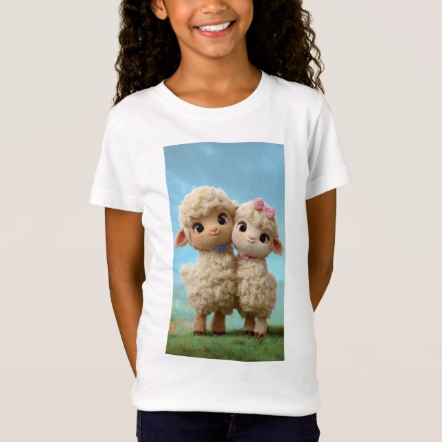 Eid Mubarak Två Lamm Barn T-Shirt (Framsida)