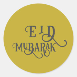 Eid Mubarak Vintage Guld Färg Plain Runt Klistermärke