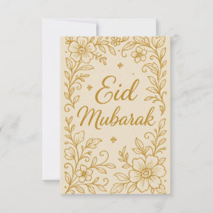 Eid Mubarak - Vita och gyllene moskéblommor Inbjudningar