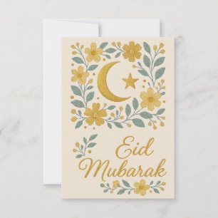 Eid Mubarak - Vita och gyllene moskéblommor Inbjudningar