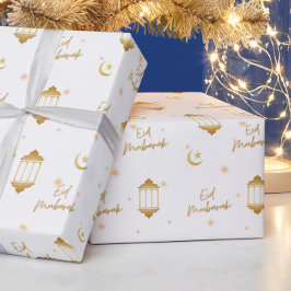 Eid Mubarak White + Guld Elegant Lanternor + Måne Presentpapper