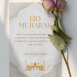 Eid ul Adha Mubarak-kort | Elegant vit och guld Julkort