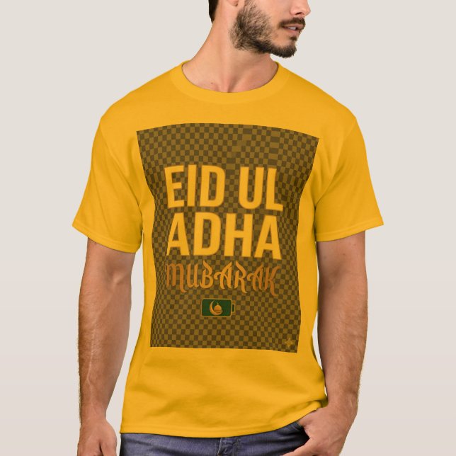 Eid ul Adha Mubarak Modern Islamsk Minimal Design T Shirt (Framsida)