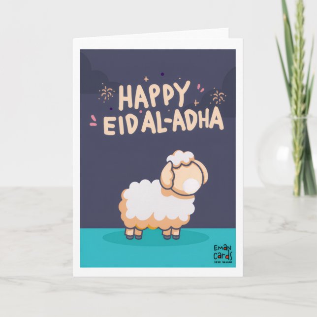 Eid ul Adha Mubarak - Söta Får Kort (Framsida)