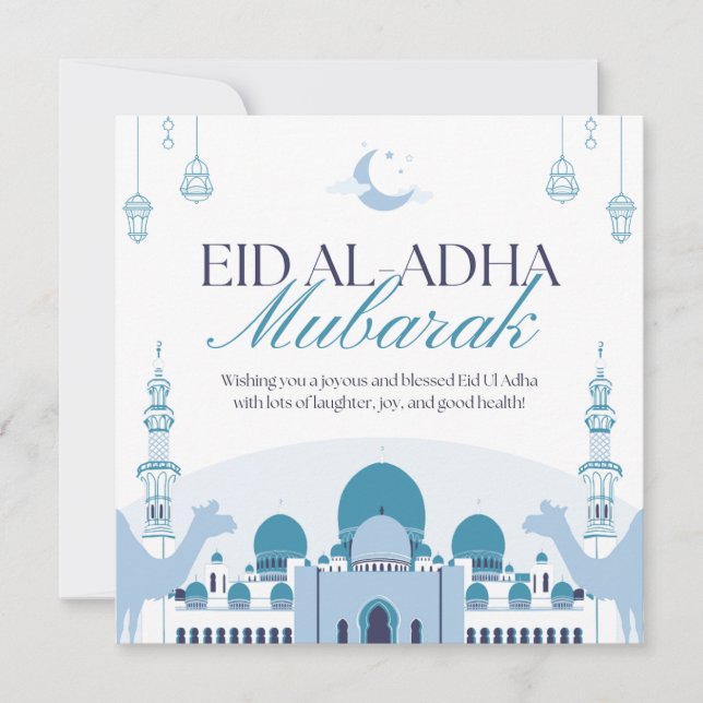 Eid ul azha mubarik elegant islamisk gratulationsk kort (Framsida)