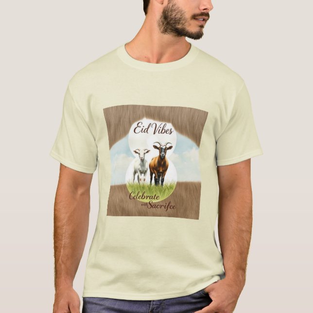 Eid Vibes Watercolor Goat Collage T-Shirt (Framsida)