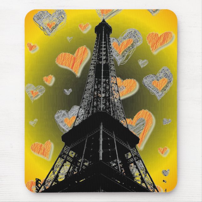 Eifel Torn Hearts Mousepad Musmatta (Framsidan)