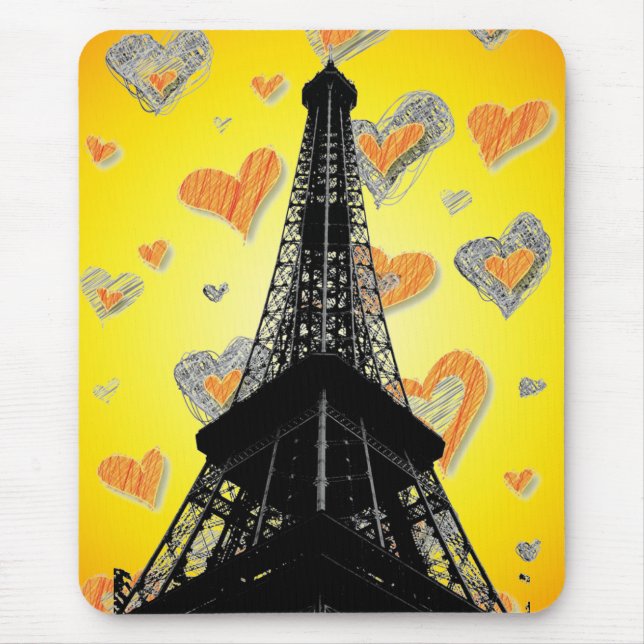 Eifel Torn Hearts Mousepad Musmatta (Framsidan)
