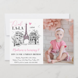 Eifel Torn Paris Parisian any age Photo Birthday Inbjudningar