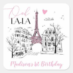 Eifel Torn Paris Parisian Grattis på födelsedagen Fyrkantigt Klistermärke