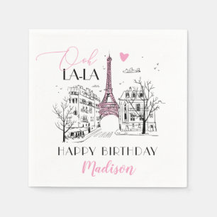 Eifel Torn Paris Parisian Grattis på födelsedagen Pappersservett