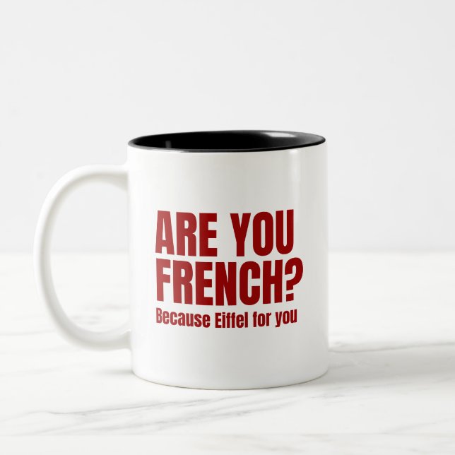 Eiffel för dig: Cute & Romantic Pun Design Två-Tonad Mugg (Vänster)