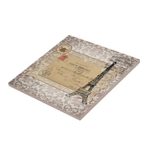 Eiffel för Paris vintageshabby chic torn Kakelplatta