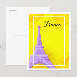 Eiffel Paris Frankrike Art Travel Illustration Vykort