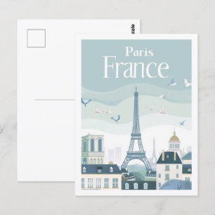 Eiffel Paris Frankrike Vintage Berömd Travel Ställ Vykort