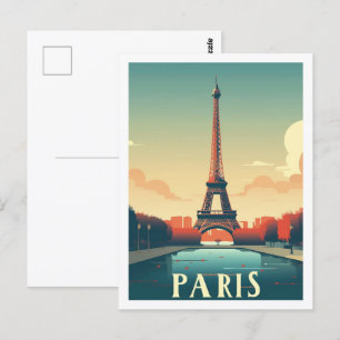 Eiffel Paris Frankrike Vintage Berömd Travel Ställ Vykort