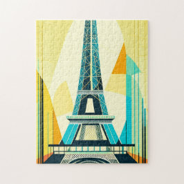 Eiffel Torn Abstrakt Mid Century Modern Puzzle Pussel