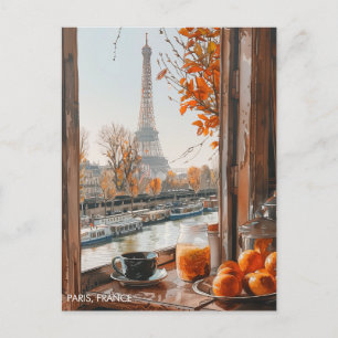 Eiffel Torn Autumn Paris i Watercolor Travel Art Vykort