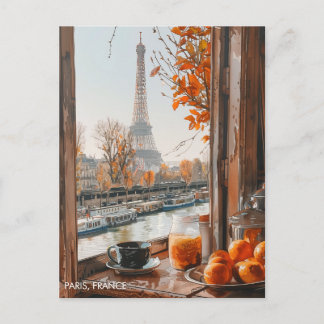 Eiffel Torn Autumn Paris i Watercolor Travel Art Vykort