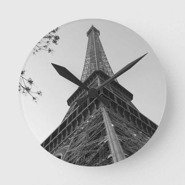 Eiffel Torn b/w Rund Klocka (Framsida)