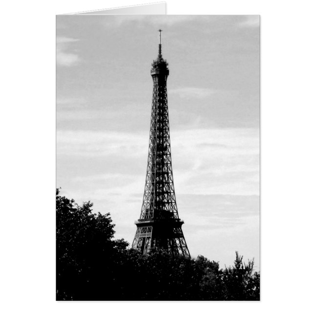 Eiffel Torn Black and White Card Hälsningskort (Framsidan)