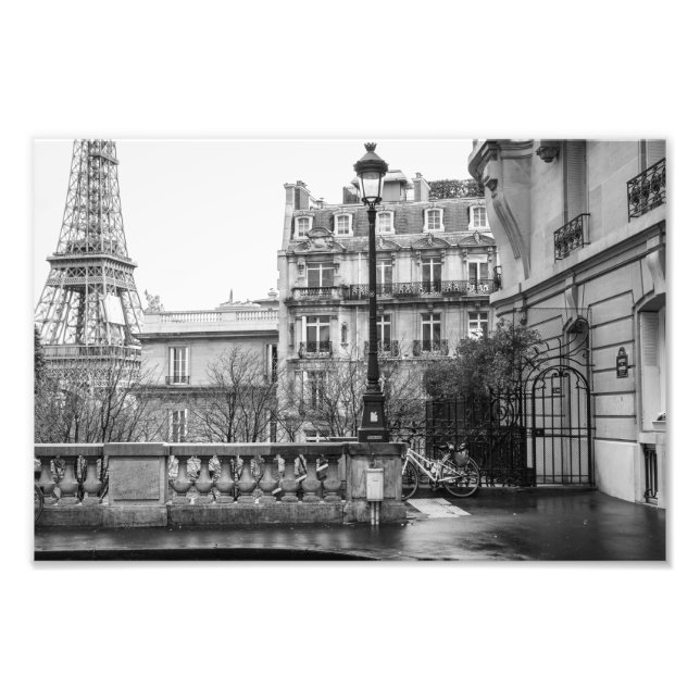 Eiffel Torn - Black and White Fototryck (Framsidan)