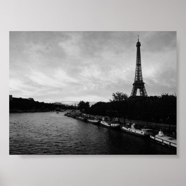 Eiffel Torn Black and White Poster (Framsidan)