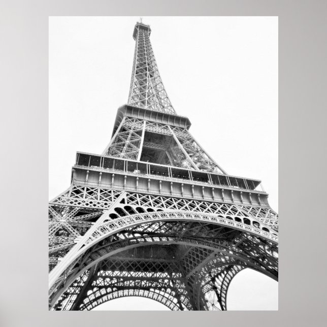 Eiffel Torn Black and White Poster (Framsidan)