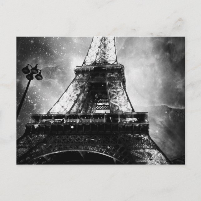 Eiffel Torn, Black and White Vykort (Framsida)
