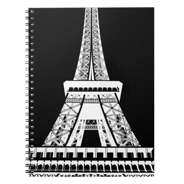 Eiffel Torn Black White-bild Anteckningsbok (Framsidan)