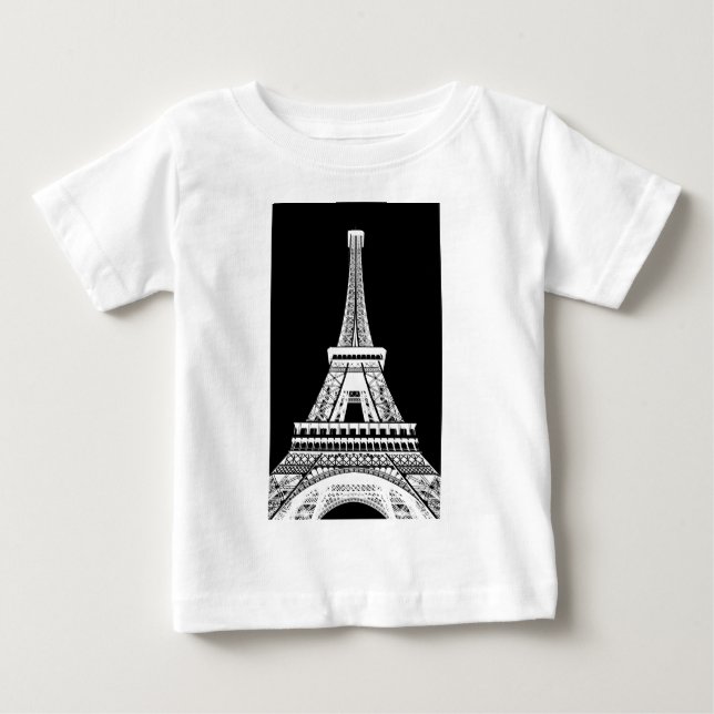 Eiffel Torn Black White-bild Tee (Framsida)