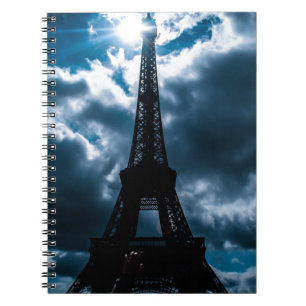 Eiffel Torn Blue Night Anteckningsbok Med Spiral