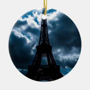 Eiffel Torn Blue Night Julgransprydnad Keramik
