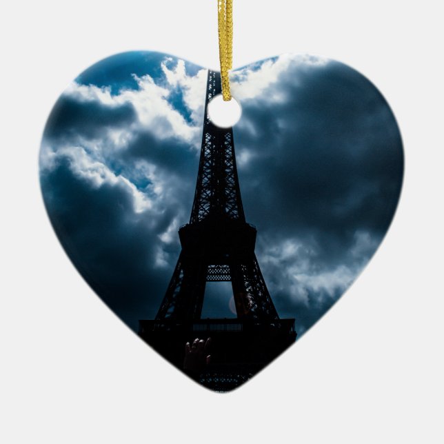 Eiffel Torn Blue Night Julgransprydnad Keramik (Framsidan)