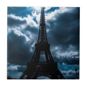 Eiffel Torn Blue Night Kakelplatta