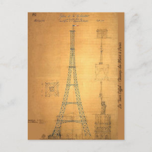 Eiffel Torn Blueprint 1884 Vykort