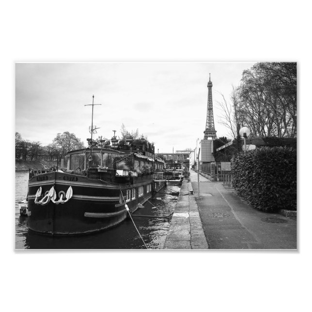 Eiffel Torn Boat on Seine - Fototryck (Framsidan)