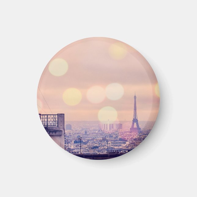 Eiffel Torn Bokeh Montmartre Photo Magnet (Framsidan)