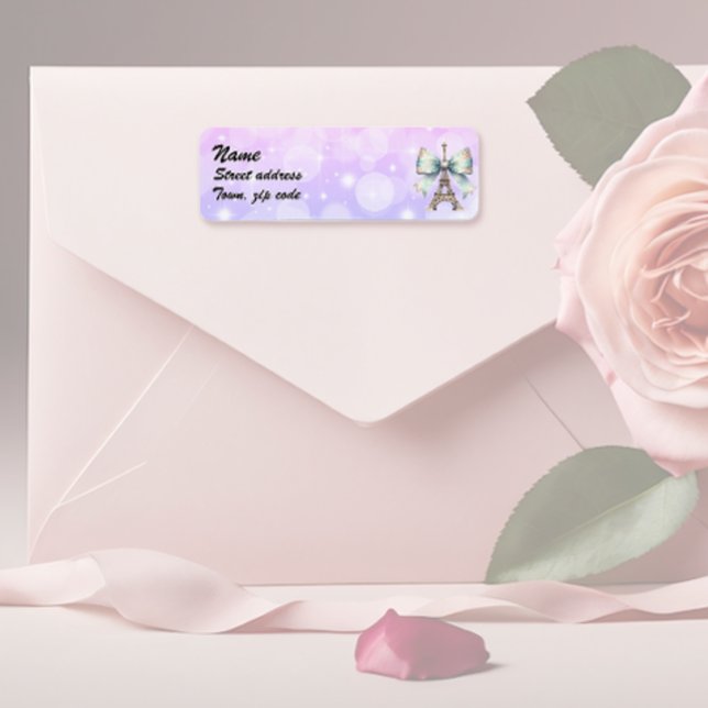 Eiffel Torn & Bow 2 Returadress Etikett (Skapare uppladdad)