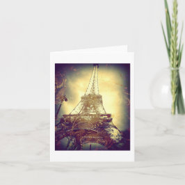 Eiffel torn, brunt, lilor och guld som är tomma kort