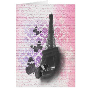 Eiffel torn & Butterflies Hälsningskort