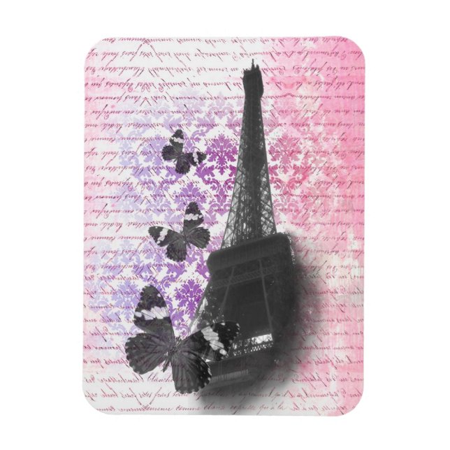 Eiffel torn & Butterflies Magnet (Vertikal)