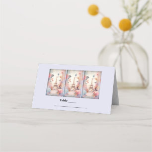 Eiffel Torn Butterflies och Flowers Bord Placeringskort