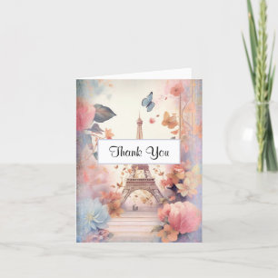 Eiffel Torn Butterflies och Flowers Tack Kort