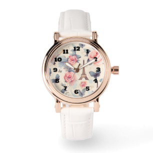 Eiffel Torn Butterfly och Ro Mönster Armbandsur
