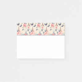 Eiffel Torn Butterfly och Ro Mönster Post-it Block