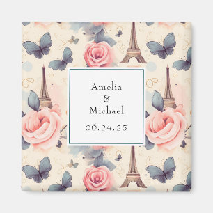 Eiffel Torn Butterfly och Ro Spara datumet Magnet