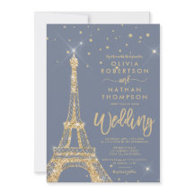 Eiffel torn chic guld glitter gnistra bröllop