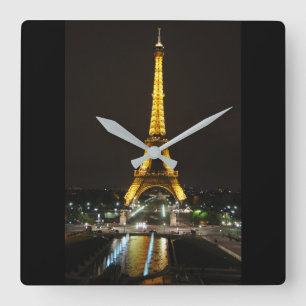 Eiffel Torn Clock Fyrkantig Klocka